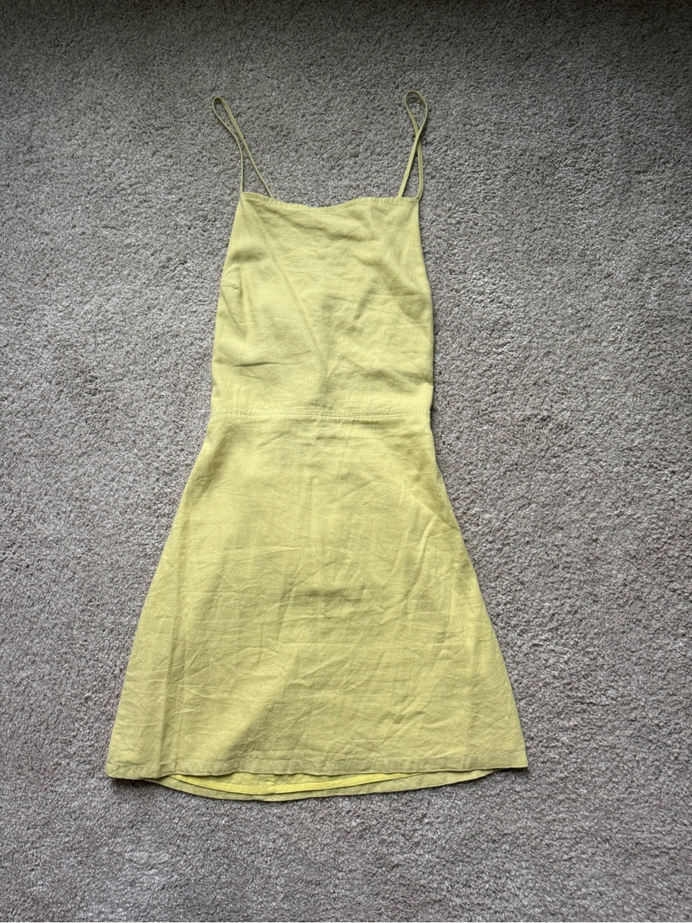Cotton Candy Lemon Yellow Spaghetti-Strap Mini Dress